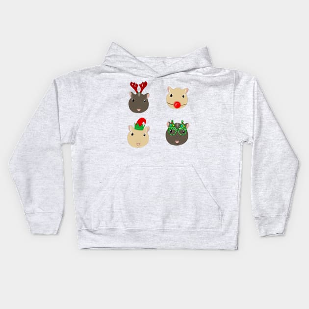 Christmas Gerbil heads Kids Hoodie by Becky-Marie